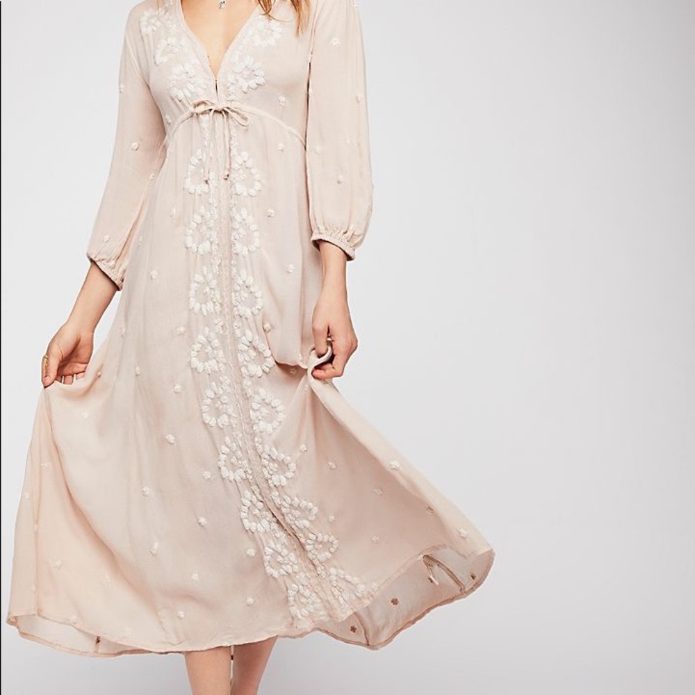 Free People Embroidered Fable Midi Dress